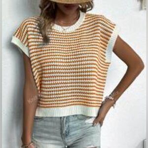 Shein Women’s Colorblock Striped Crew Neck Sleeveless Knit Mix